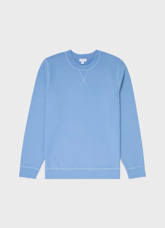 Men's Loopback Sweatshirt in Cool Blue sold by Sunspel