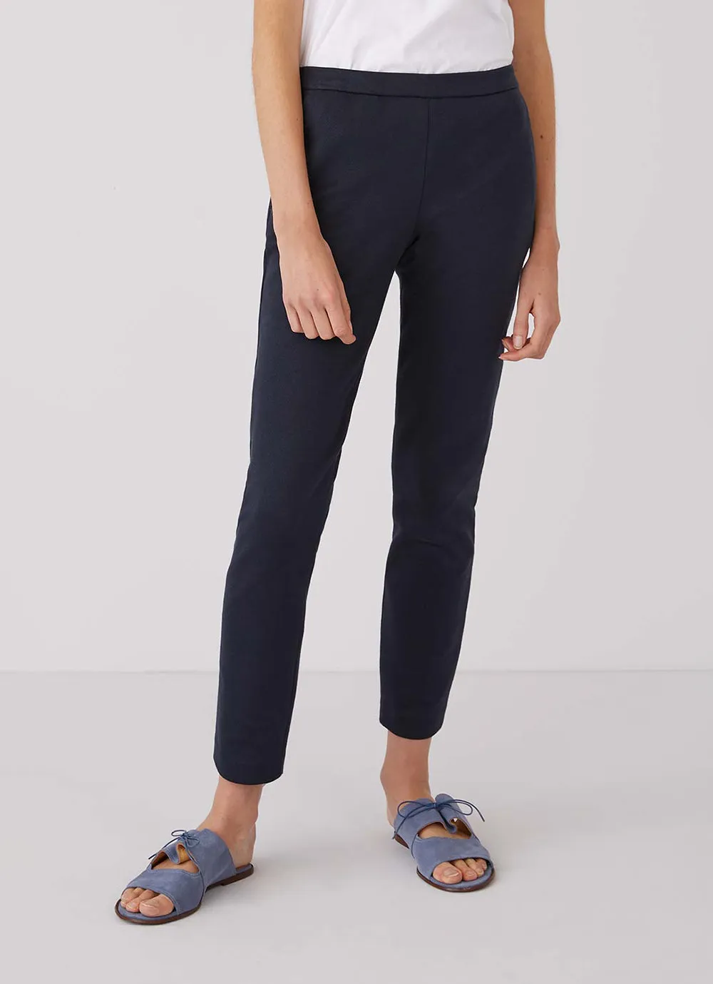 Women's Jersey Twill Slim Leg Trouser in Navy sold by Sunspel product image thumbnail 2