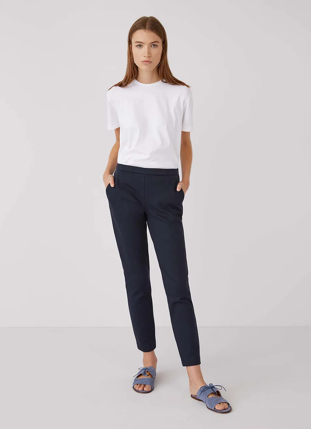 Women's Jersey Twill Slim Leg Trouser in Navy sold by Sunspel product image thumbnail 4
