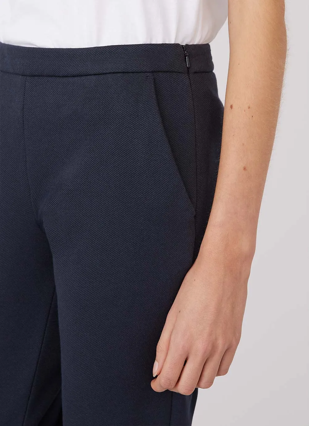 Women's Jersey Twill Slim Leg Trouser in Navy sold by Sunspel