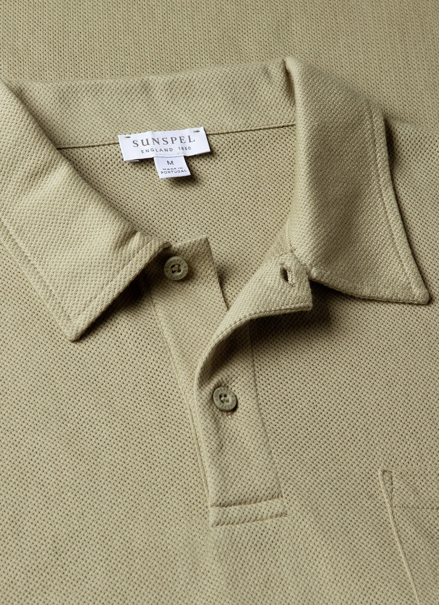 Men's Riviera Polo Shirt in Pale Khaki sold by Sunspel product image thumbnail 4