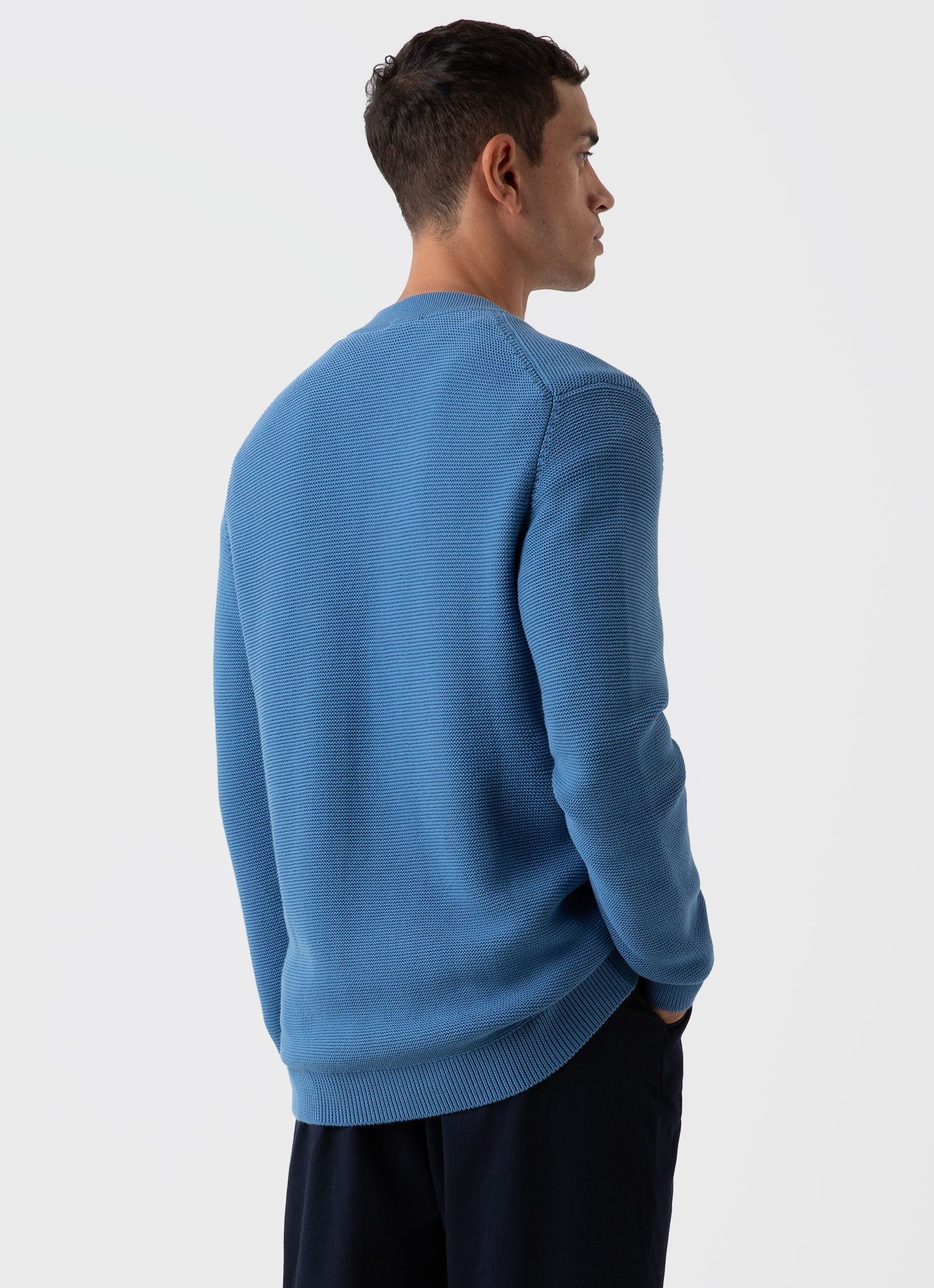 Men's Cotton Texture Cardigan in Bluestone sold by Sunspel product image thumbnail 4