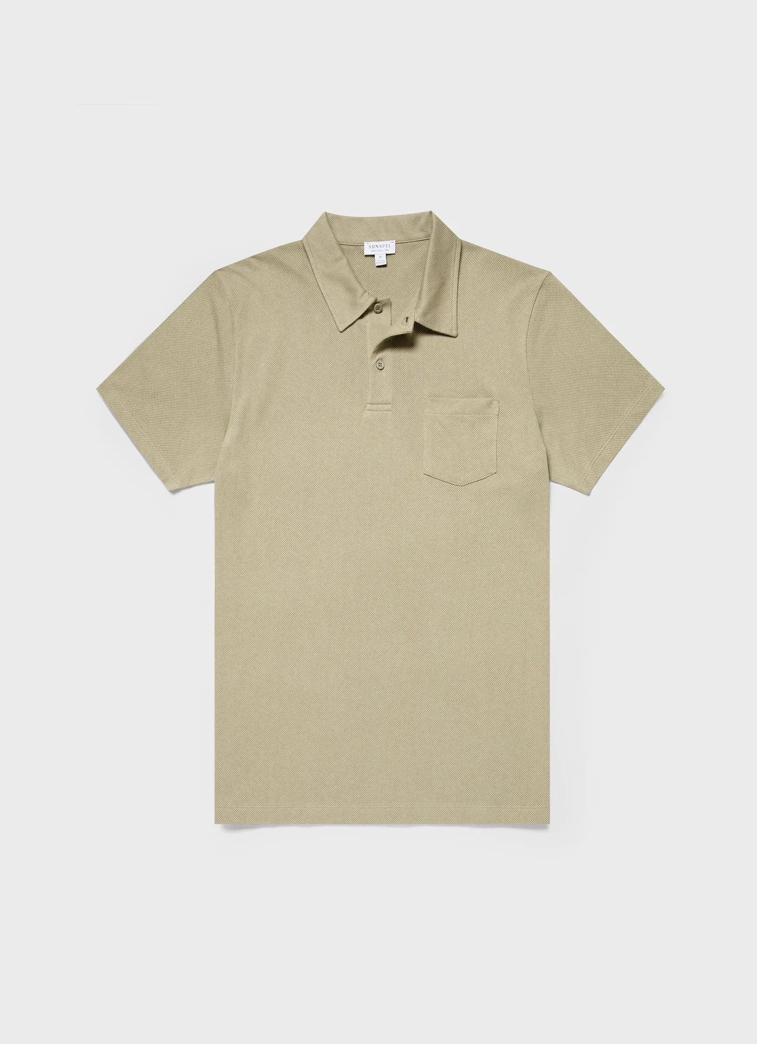 Men's Riviera Polo Shirt in Pale Khaki sold by Sunspel