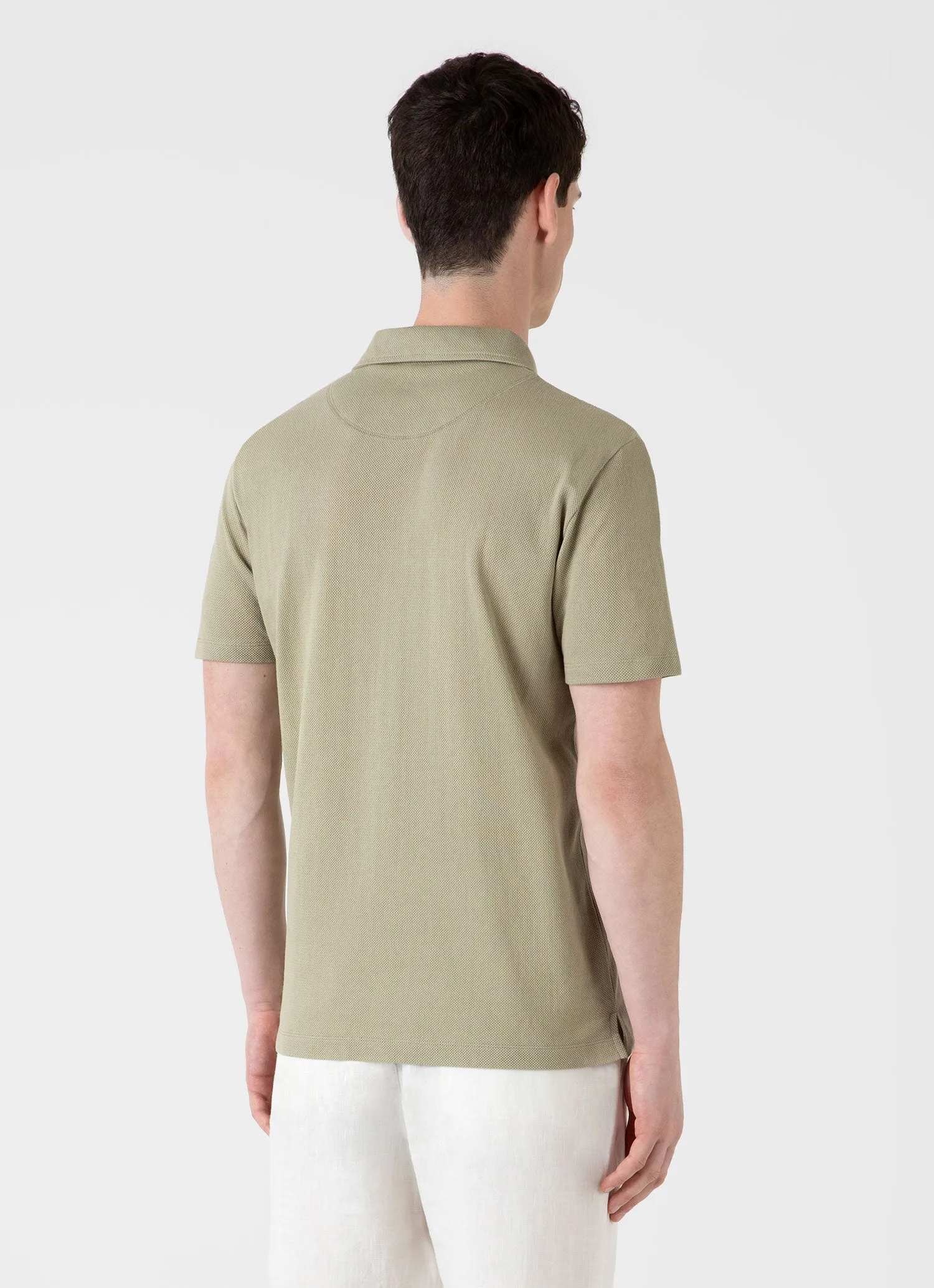 Men's Riviera Polo Shirt in Pale Khaki sold by Sunspel product image thumbnail 5