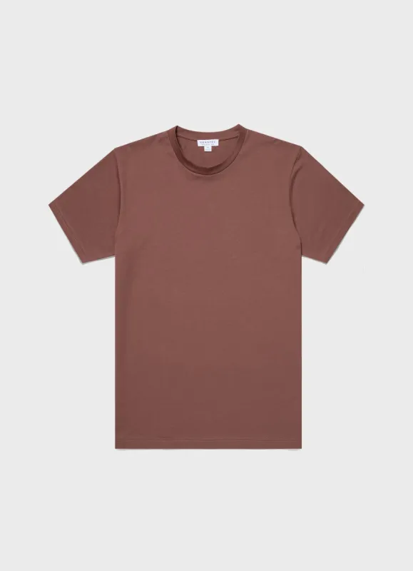 Men's Riviera Midweight T‑shirt in Brown sold by Sunspel