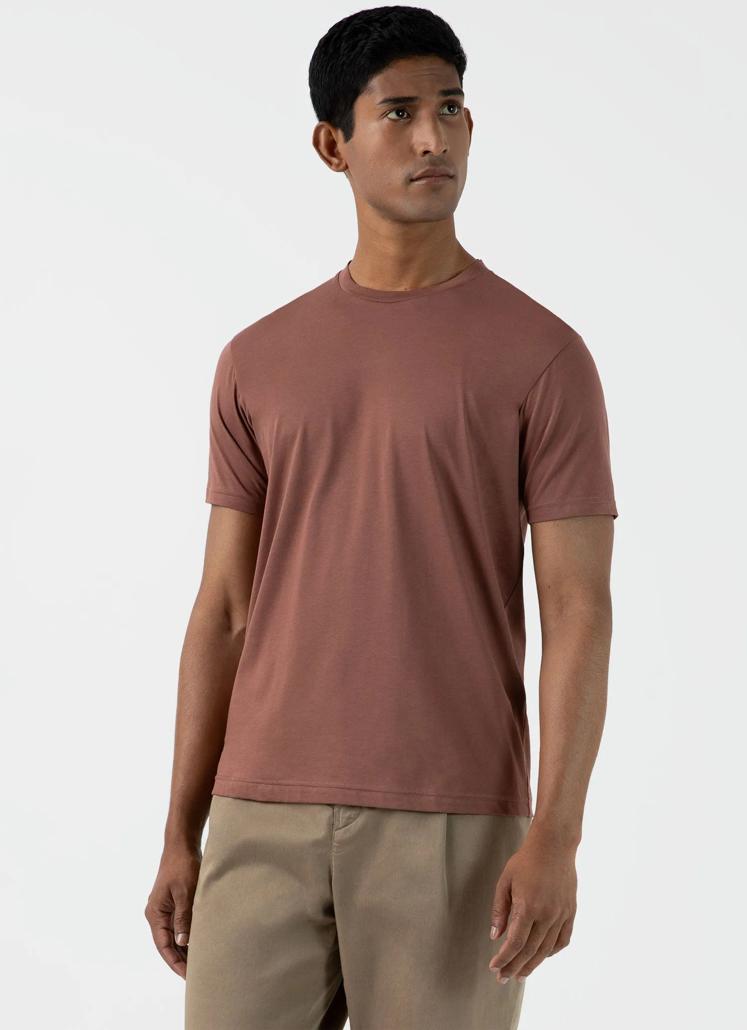 Men's Riviera Midweight T‑shirt in Brown sold by Sunspel product image thumbnail 2