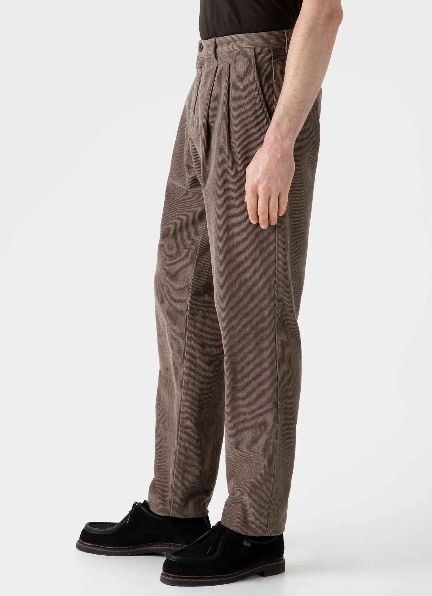 Men's Double Pleat Corduroy Trouser in Cedar sold by Sunspel product image thumbnail 5