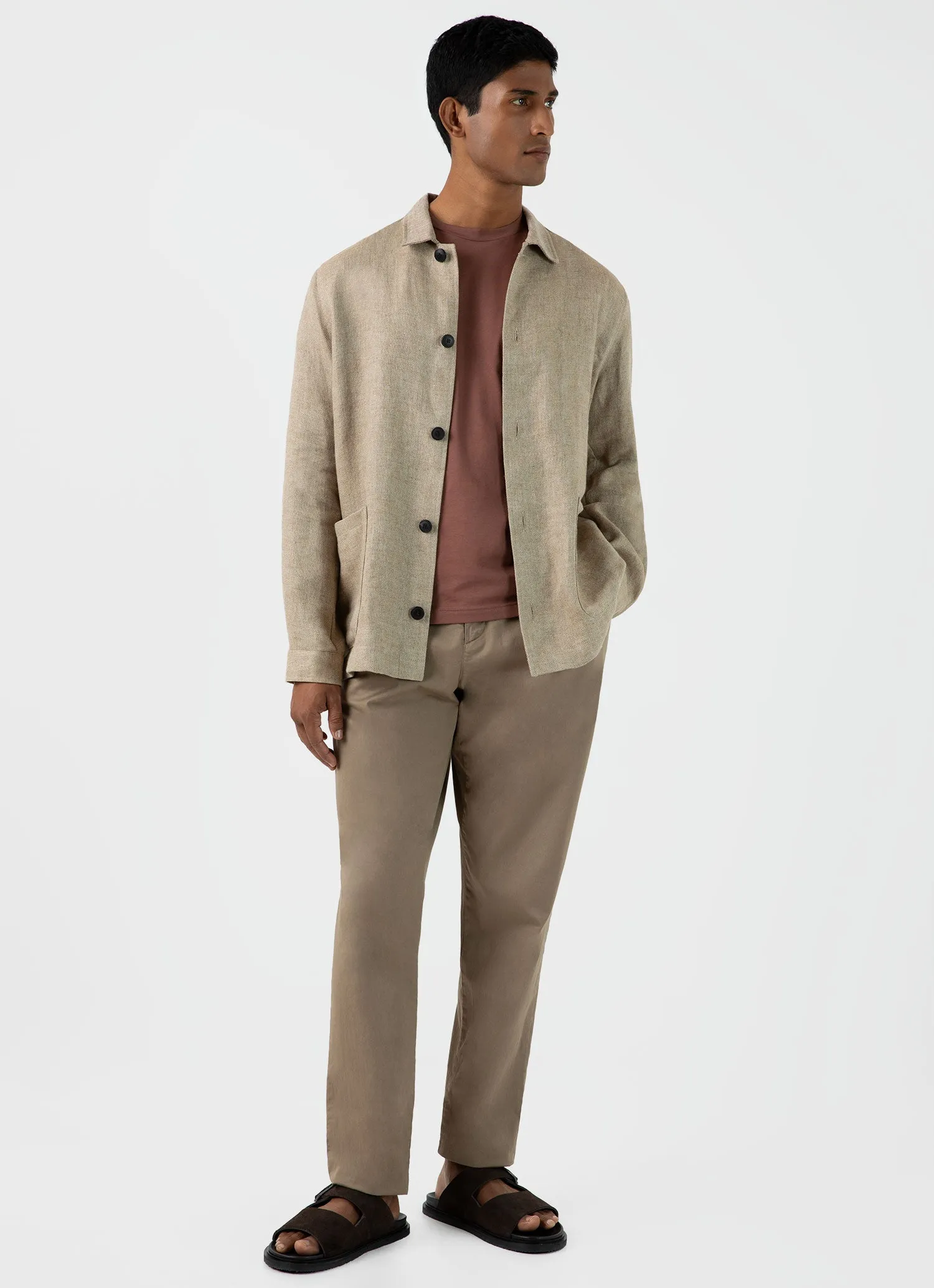 Men's Riviera Midweight T‑shirt in Brown sold by Sunspel product image thumbnail 3