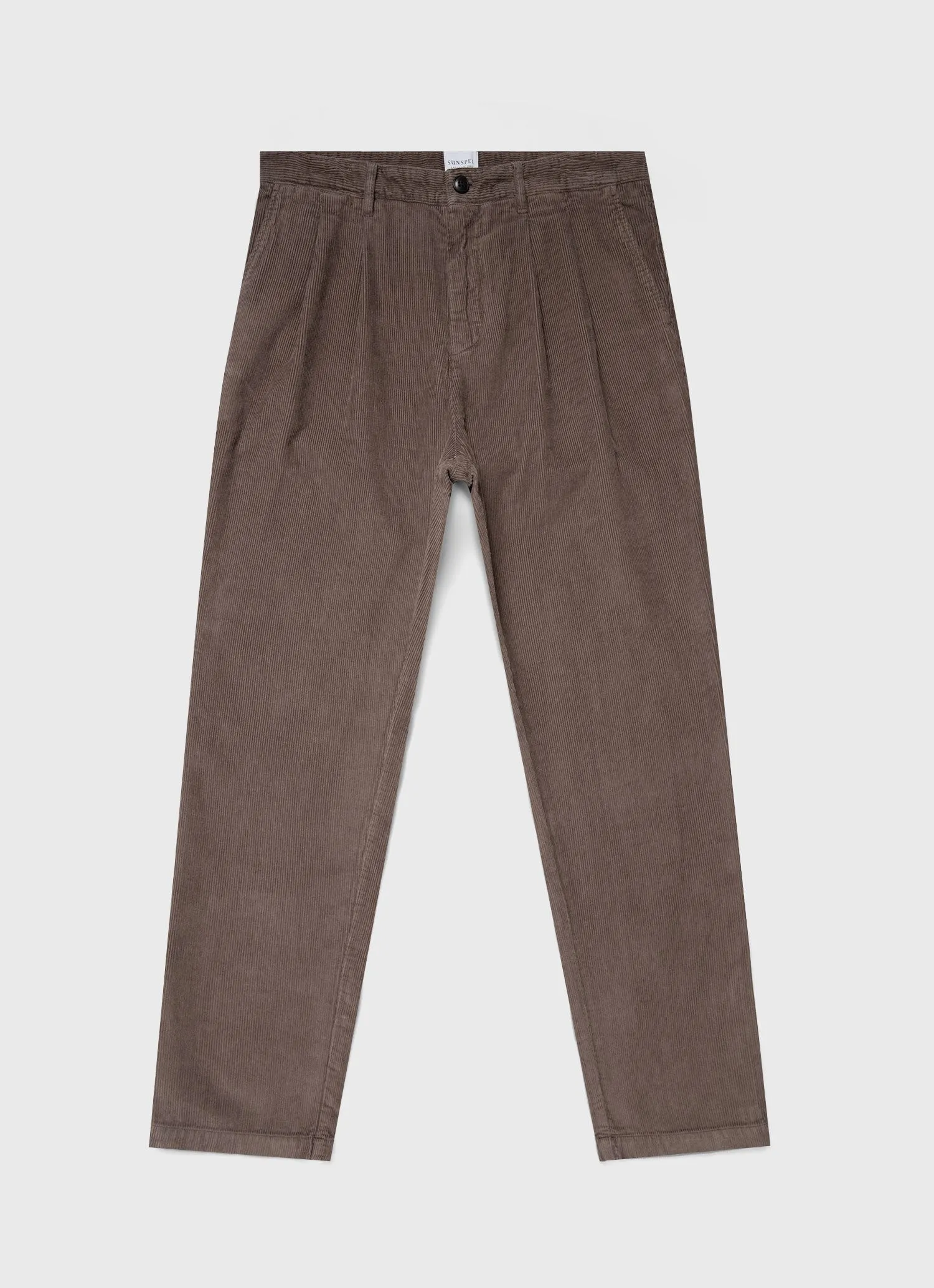 Men's Double Pleat Corduroy Trouser in Cedar sold by Sunspel