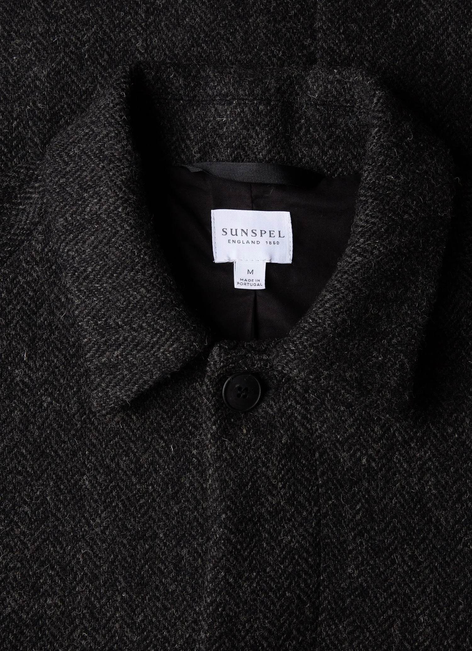 Men's Harris Tweed Car Coat in Charcoal Melange Herringbone sold by Sunspel product image thumbnail 4