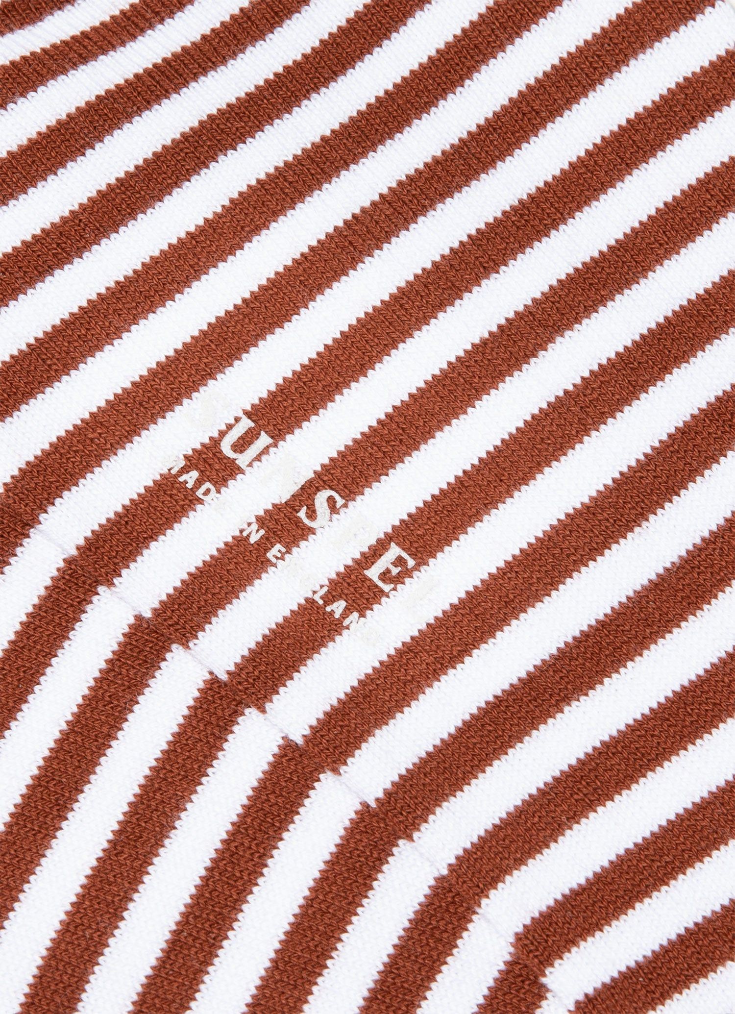 Men's Cotton Socks in White/Tobacco English Stripe sold by Sunspel product image thumbnail 2