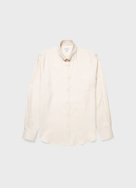 Men's Button Down Flannel Shirt in Ecru sold by Sunspel