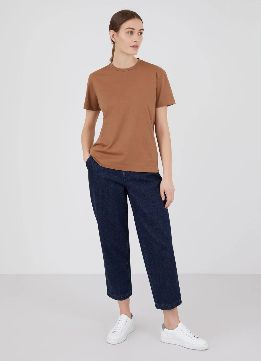 Women's Boy Fit T-shirt in Mushroom sold by Sunspel product image thumbnail 2