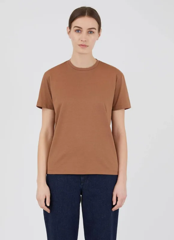 Women's Boy Fit T-shirt in Mushroom sold by Sunspel