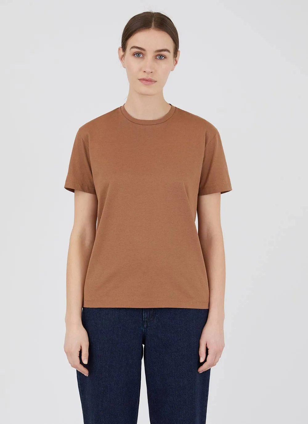 Women's Boy Fit T-shirt in Mushroom sold by Sunspel