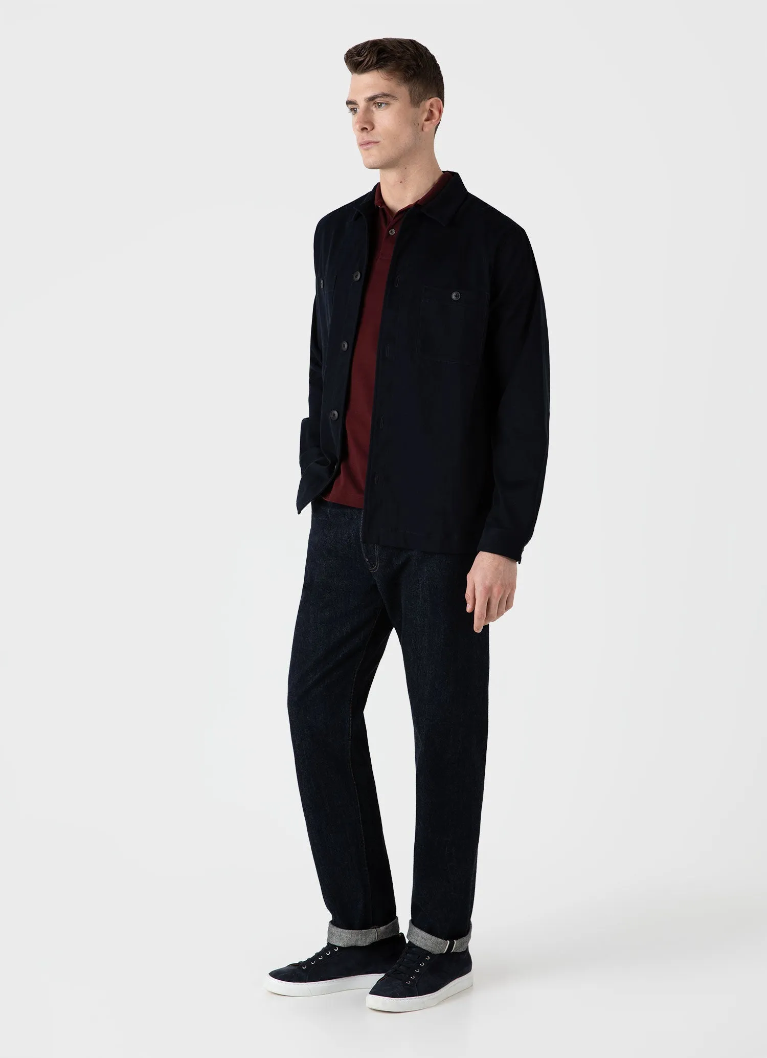 Men's Piqué Polo Shirt in Port sold by Sunspel product image thumbnail 3