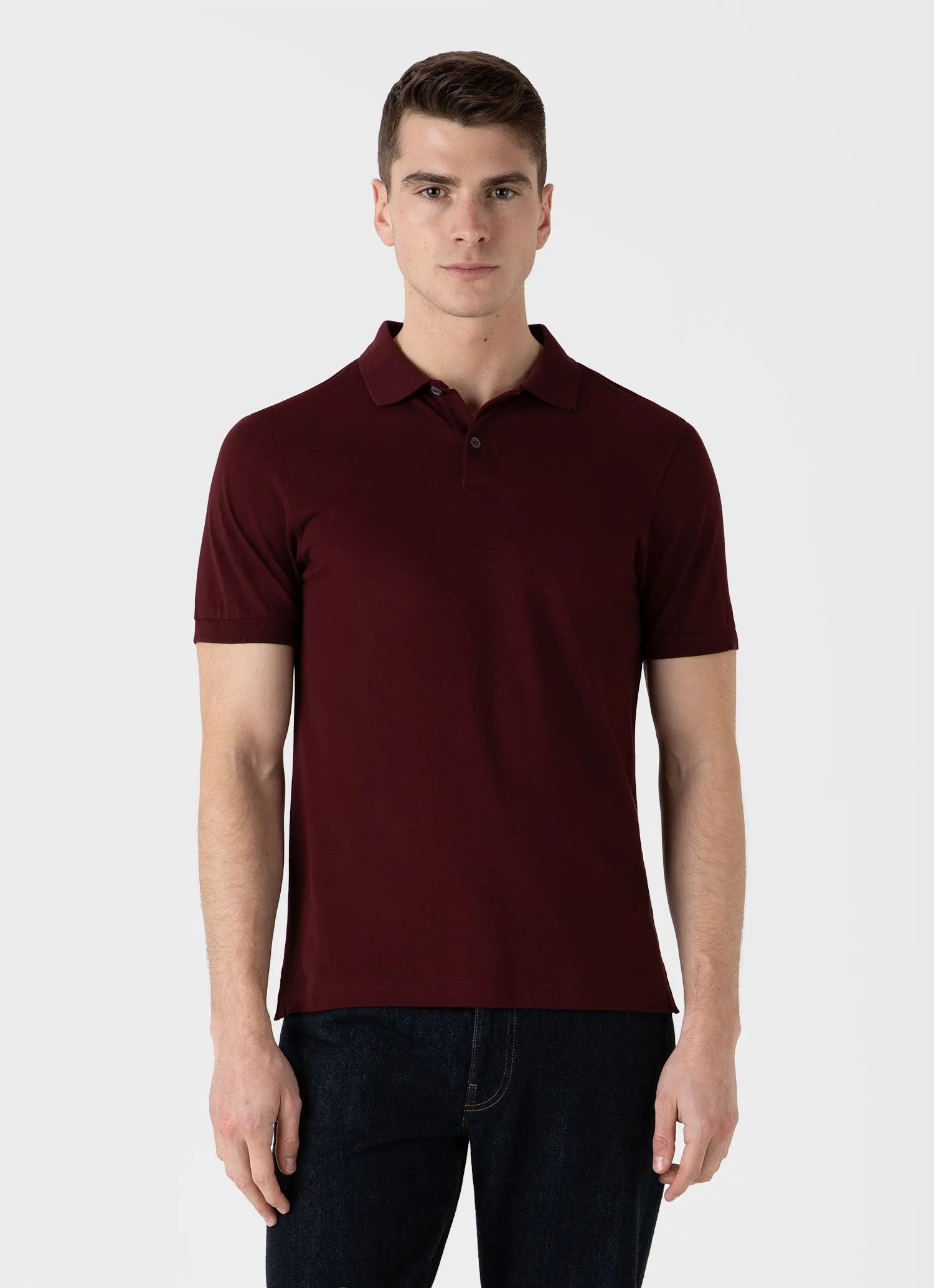 Men's Piqué Polo Shirt in Port sold by Sunspel product image thumbnail 2