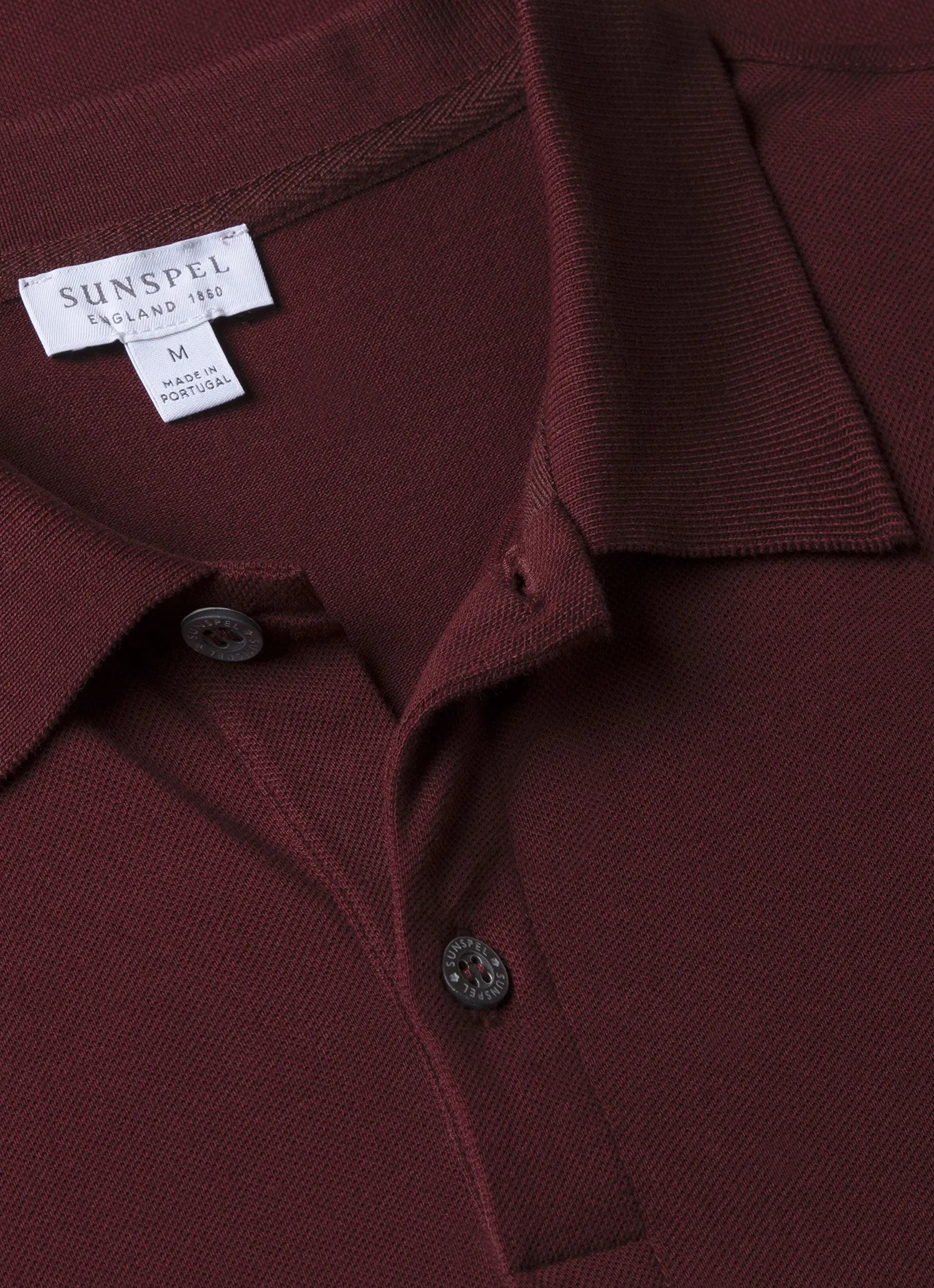Men's Piqué Polo Shirt in Port sold by Sunspel product image thumbnail 4