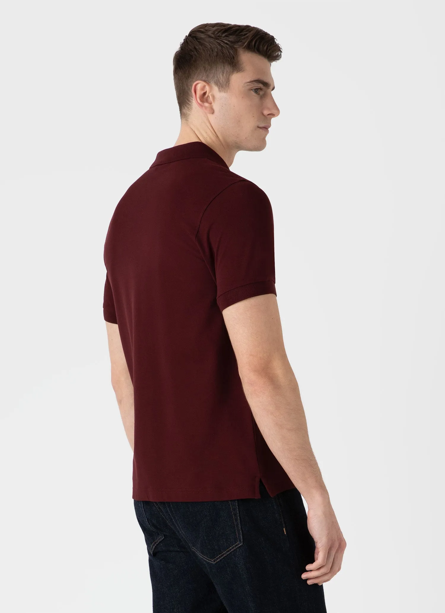 Men's Piqué Polo Shirt in Port sold by Sunspel product image thumbnail 5