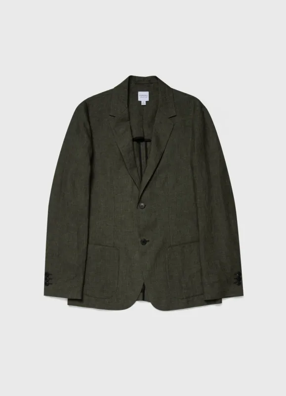 Men's Linen Blazer in Hunter Green sold by Sunspel
