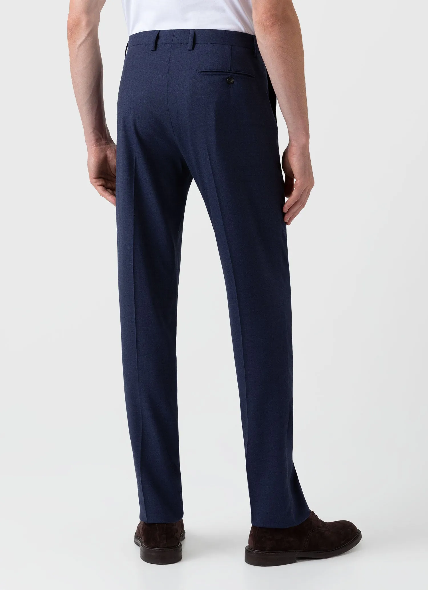 Men's Slim Fit Wool Trouser in Blue Melange sold by Sunspel product image thumbnail 4