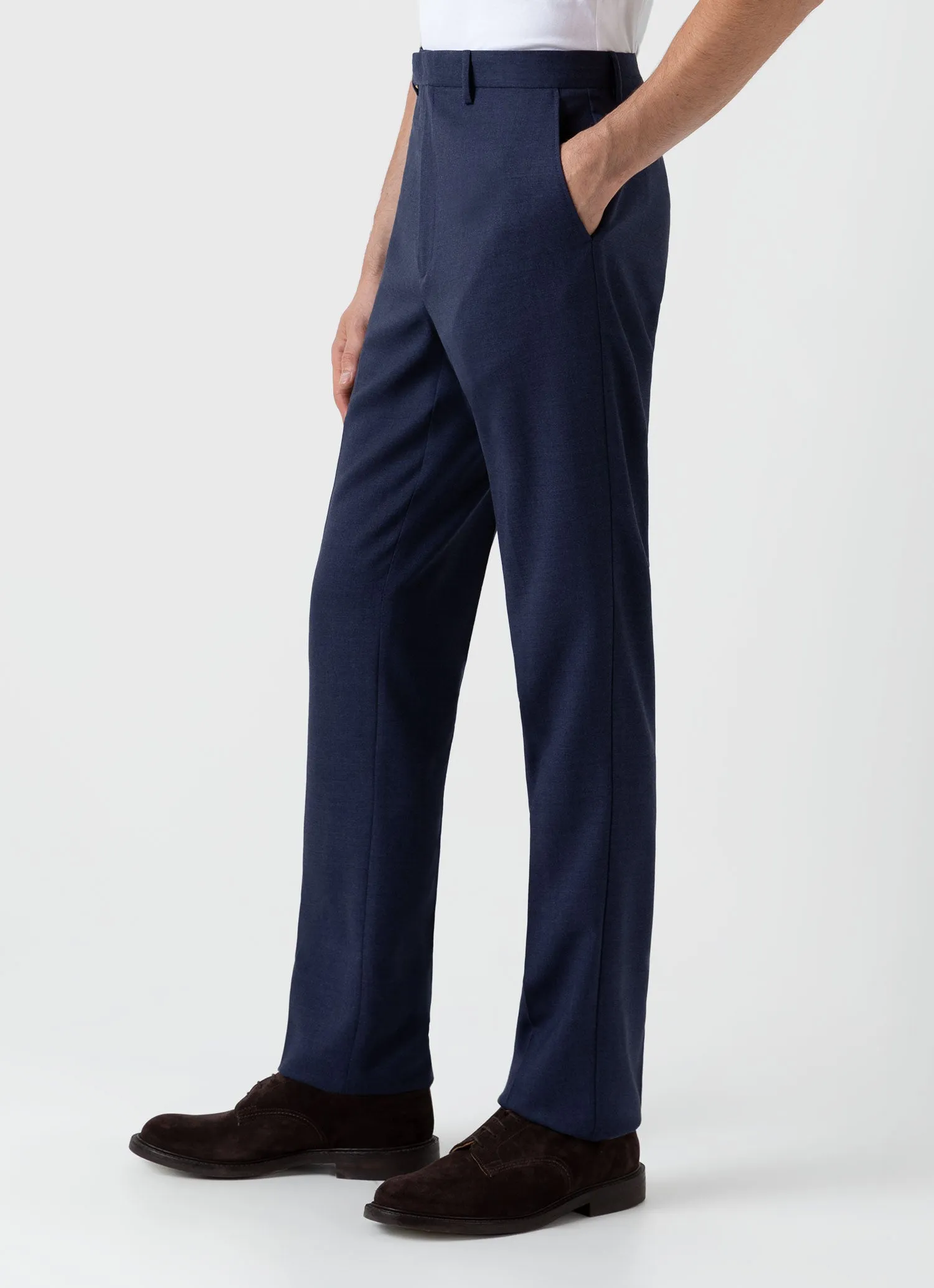 Men's Slim Fit Wool Trouser in Blue Melange sold by Sunspel product image thumbnail 5