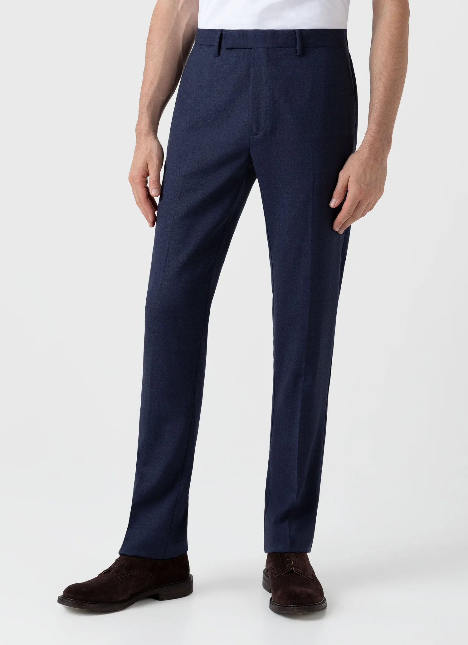 Men's Slim Fit Wool Trouser in Blue Melange sold by Sunspel product image thumbnail 3
