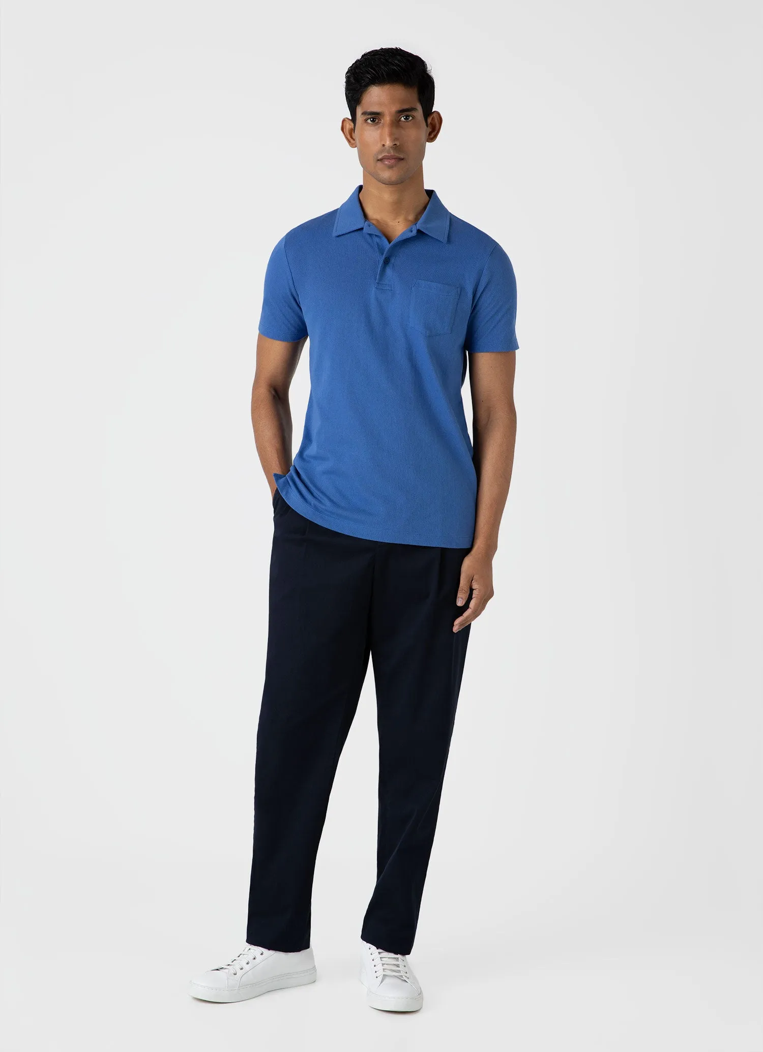Men's Riviera Polo Shirt in French Blue sold by Sunspel product image thumbnail 3