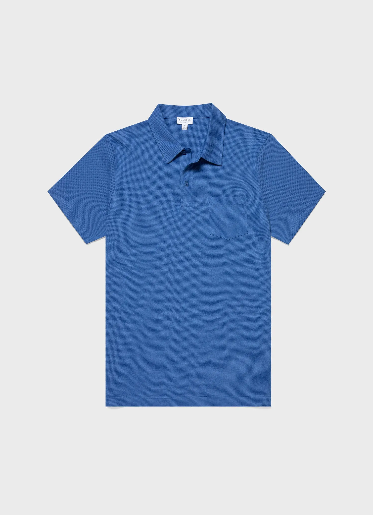 Men's Riviera Polo Shirt in French Blue sold by Sunspel