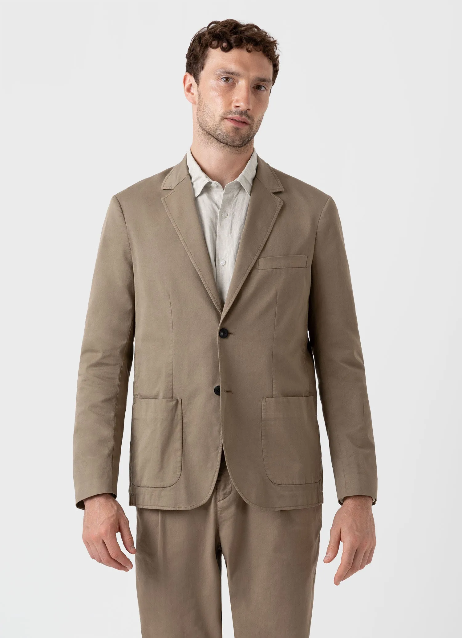 Men's Unstructured Blazer in Dark Stone sold by Sunspel product image thumbnail 2