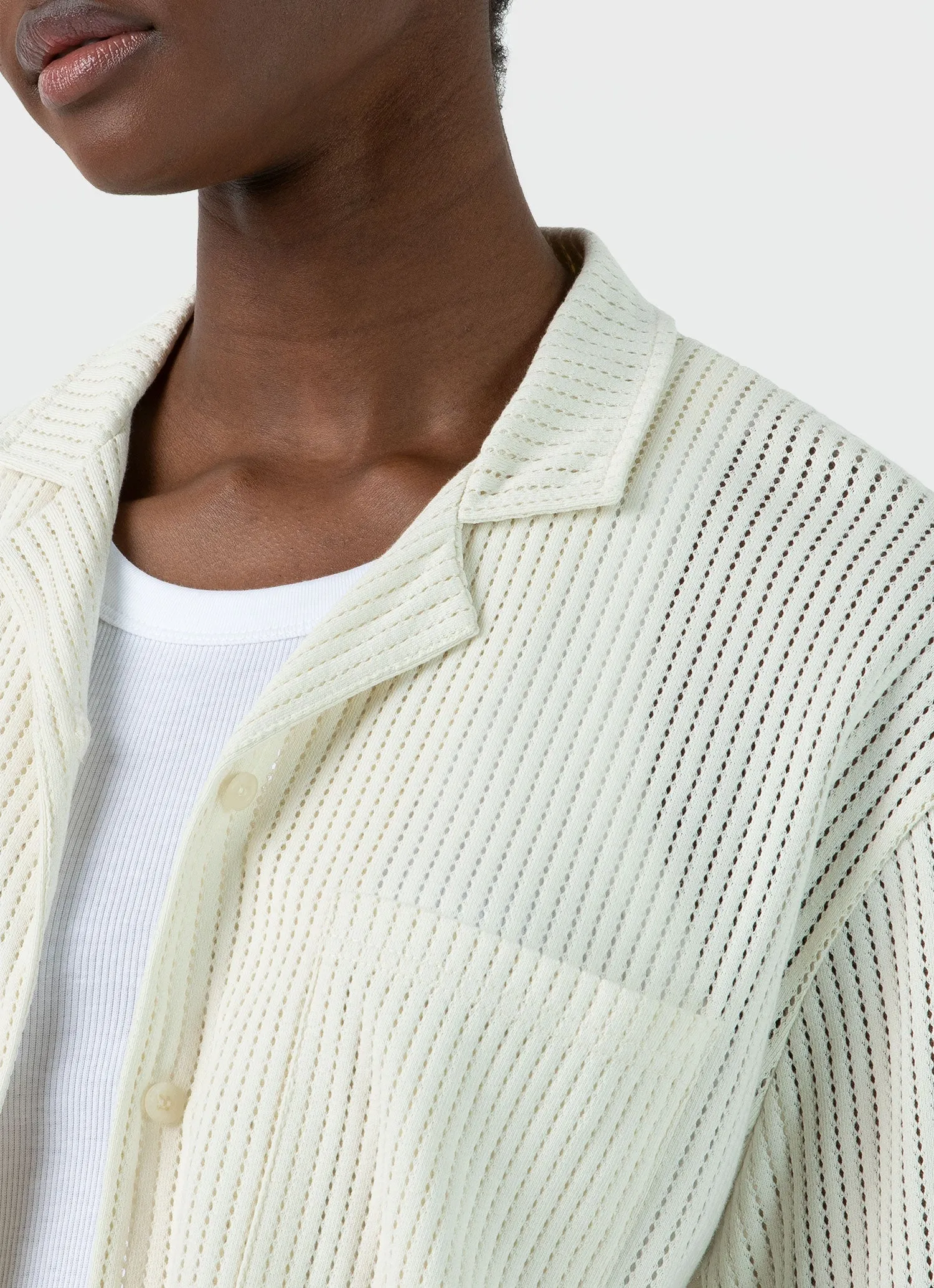 Women's Lace Mesh Shirt in Ecru sold by Sunspel product image thumbnail 3