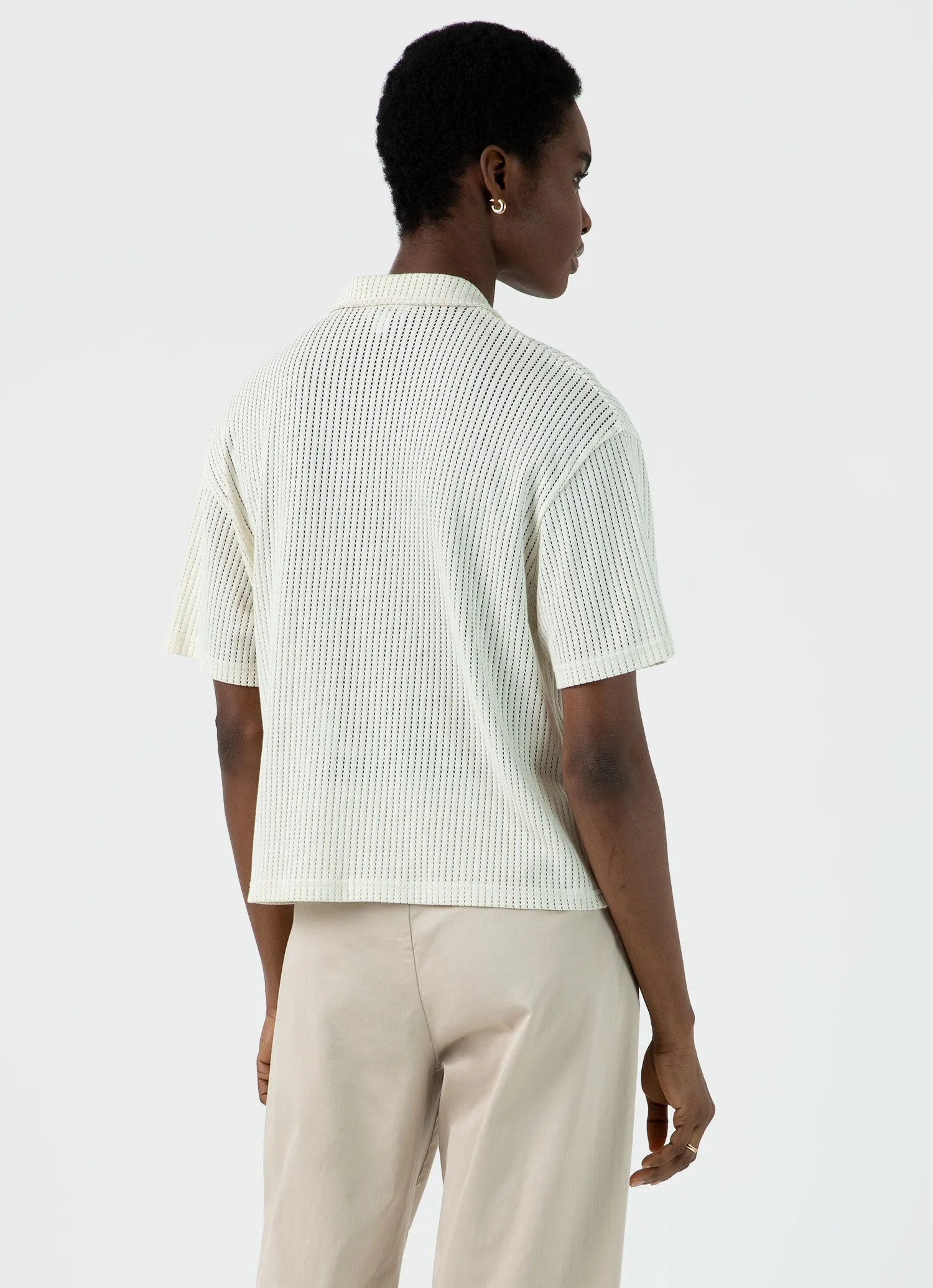 Women's Lace Mesh Shirt in Ecru sold by Sunspel product image thumbnail 4