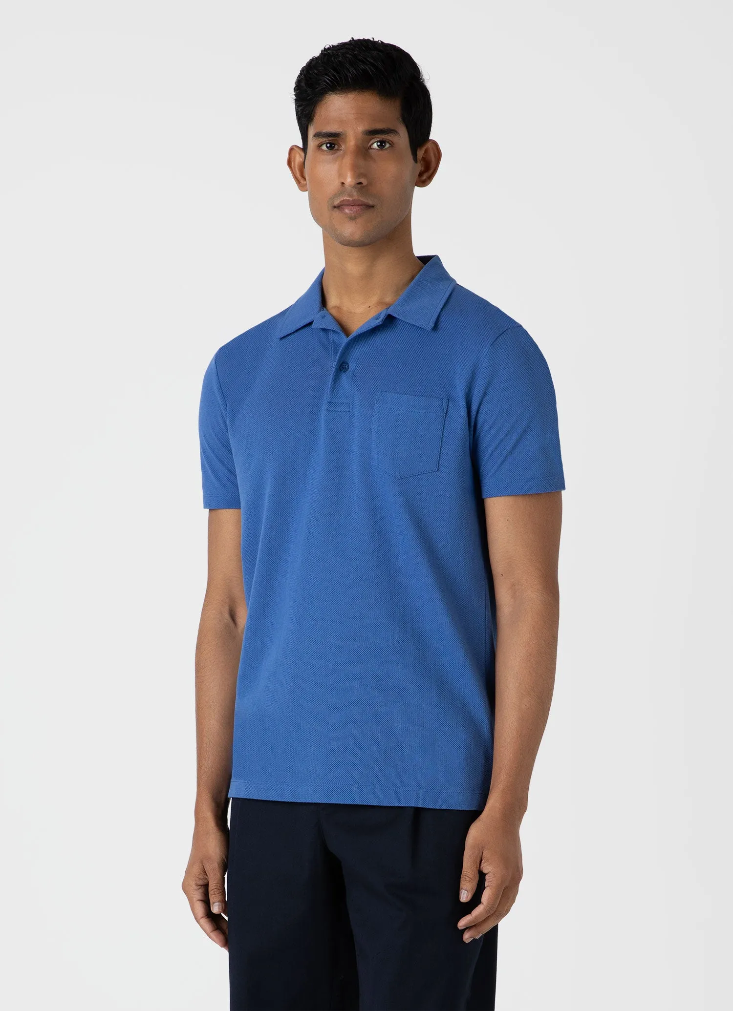 Men's Riviera Polo Shirt in French Blue sold by Sunspel product image thumbnail 2