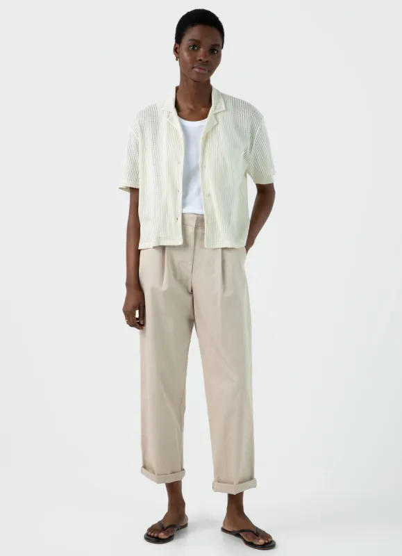 Women's Lace Mesh Shirt in Ecru sold by Sunspel