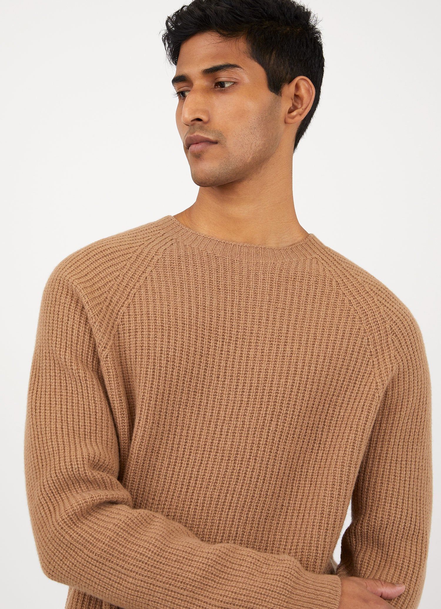 Men's Lambswool Cashmere Rib Jumper in Camel sold by Sunspel product image thumbnail 5