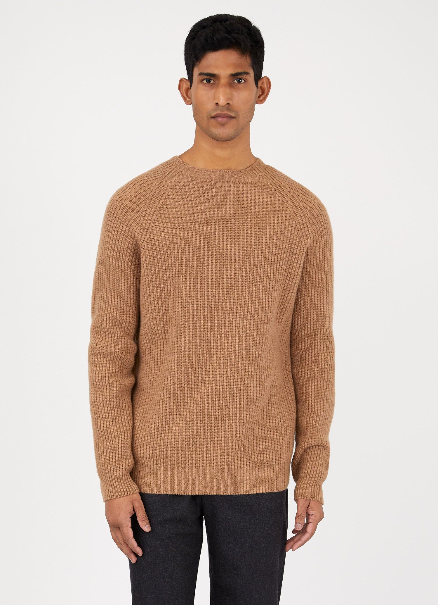 Men's Lambswool Cashmere Rib Jumper in Camel sold by Sunspel product image thumbnail 2
