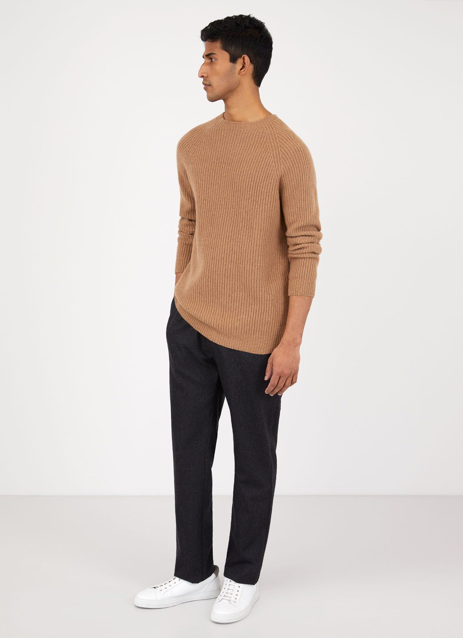 Men's Lambswool Cashmere Rib Jumper in Camel sold by Sunspel product image thumbnail 3