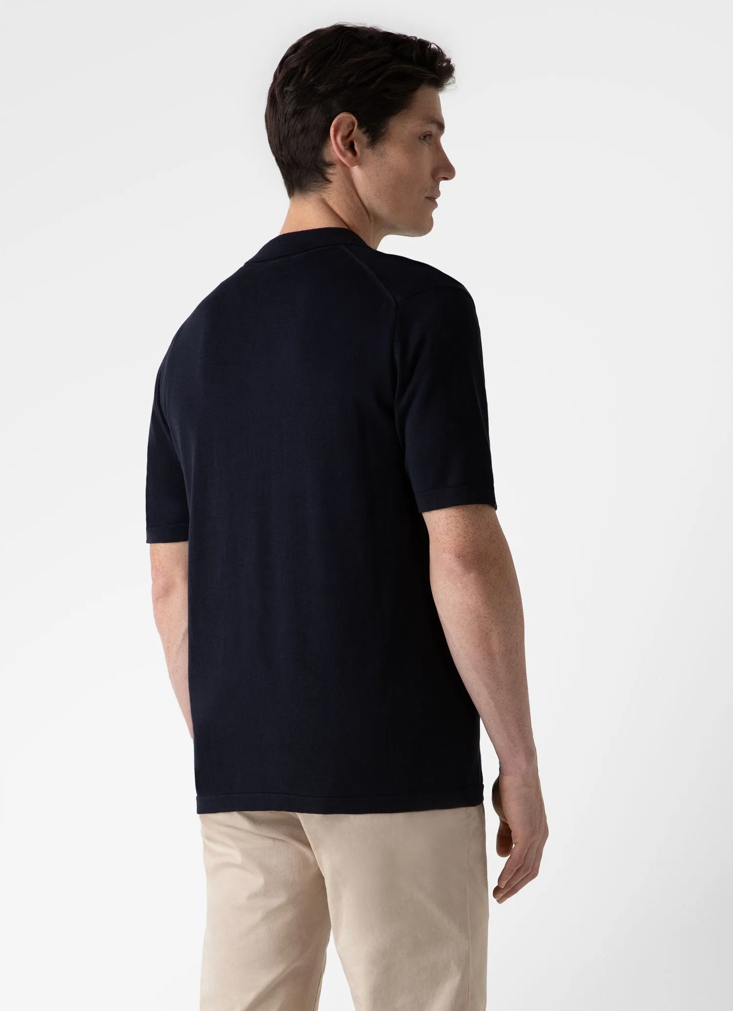Men's Sea Island Cotton Knit Shirt in Light Navy sold by Sunspel product image thumbnail 5