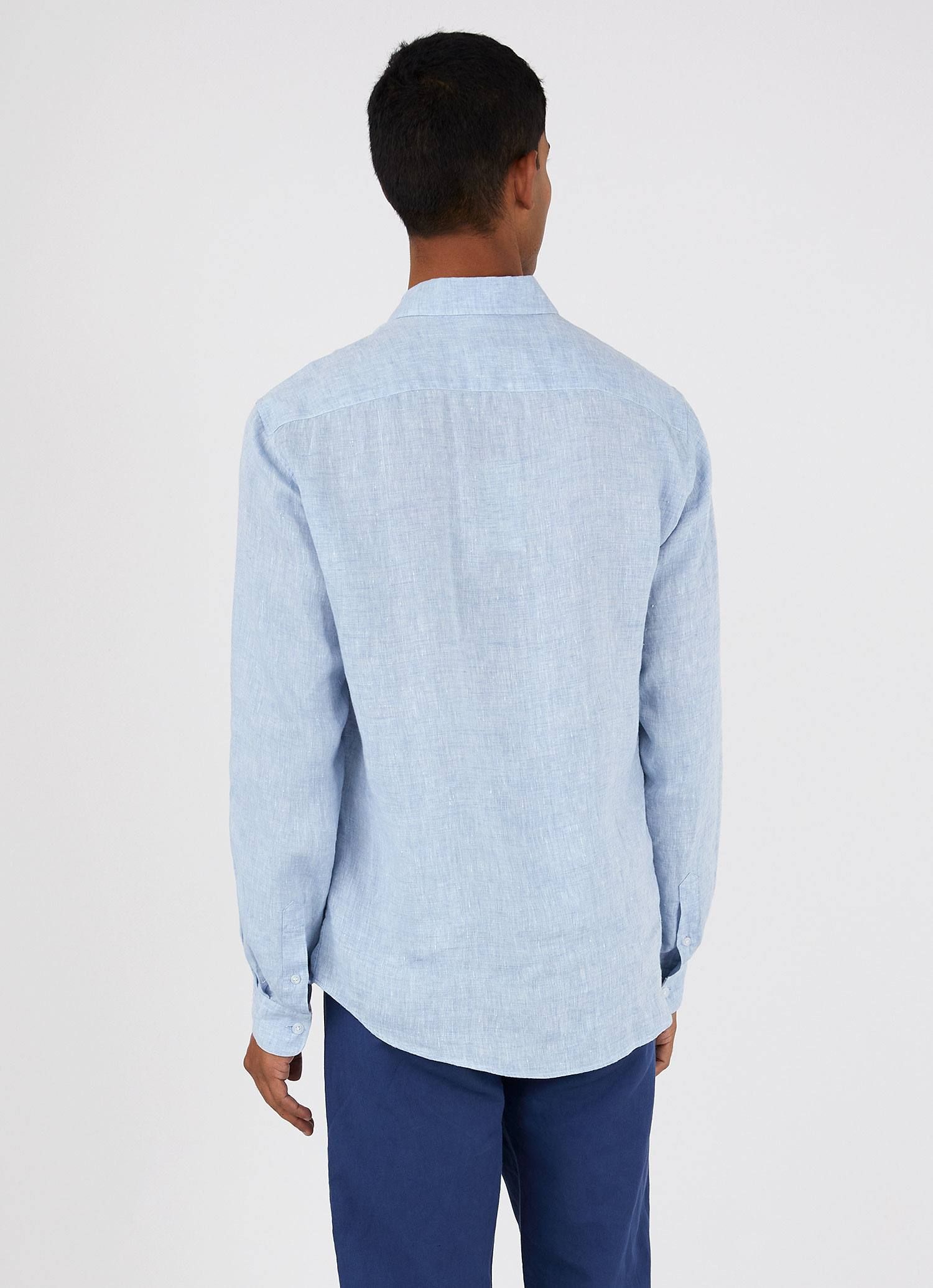 Men's Linen Shirt in Blue Mist sold by Sunspel product image thumbnail 4