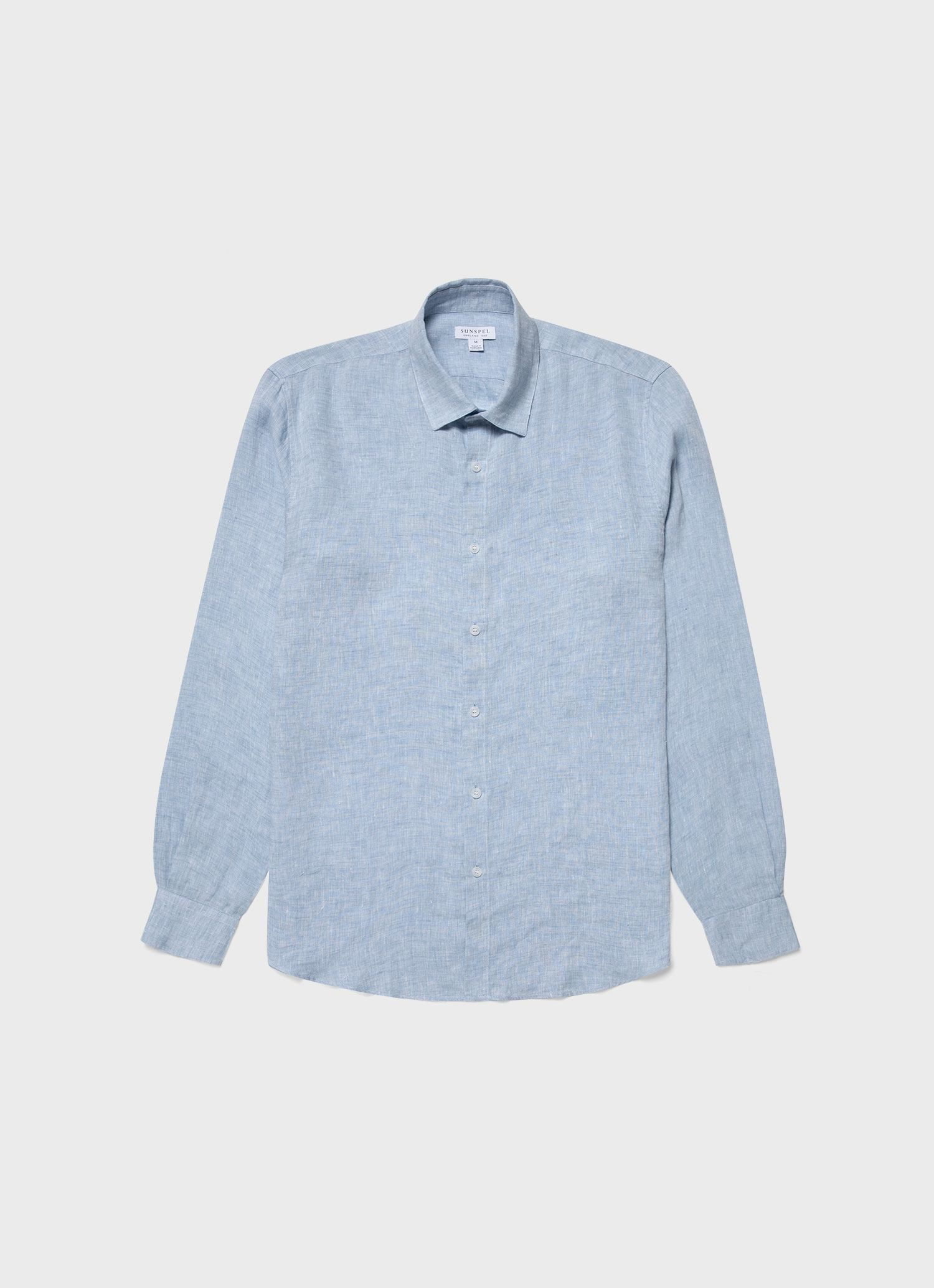 Men's Linen Shirt in Blue Mist sold by Sunspel