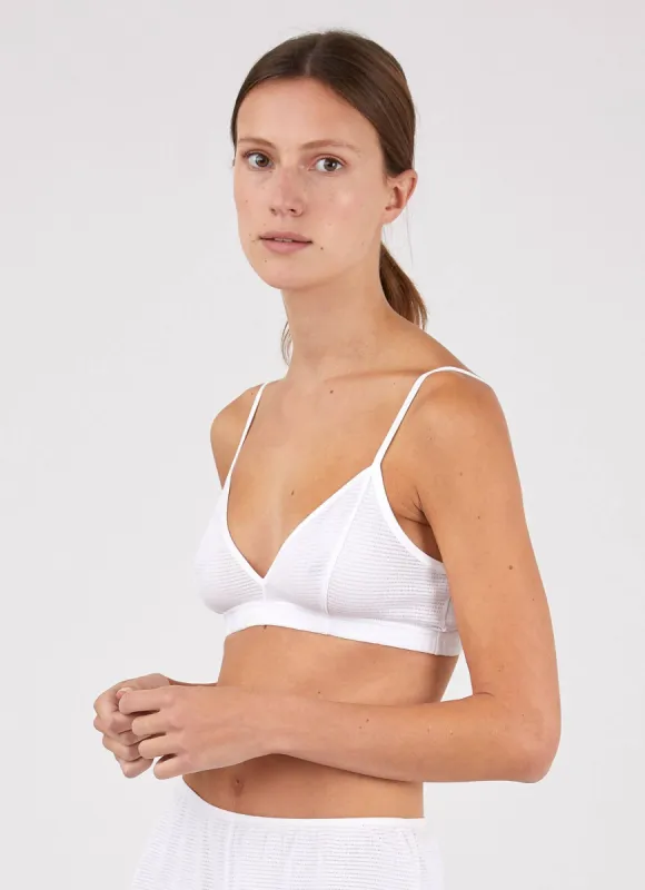 Women's Triangle Bra in White sold by Sunspel