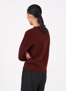 Women's Lambswool Crew Neck Jumper in Port sold by Sunspel