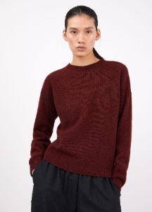 Women's Lambswool Crew Neck Jumper in Port sold by Sunspel