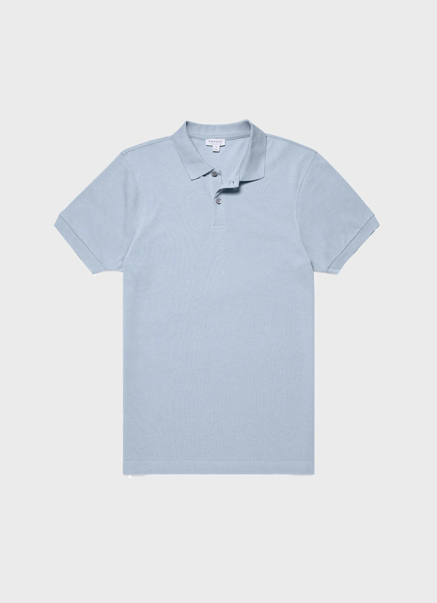 Men's Piqué Polo Shirt in Smoke Blue sold by Sunspel