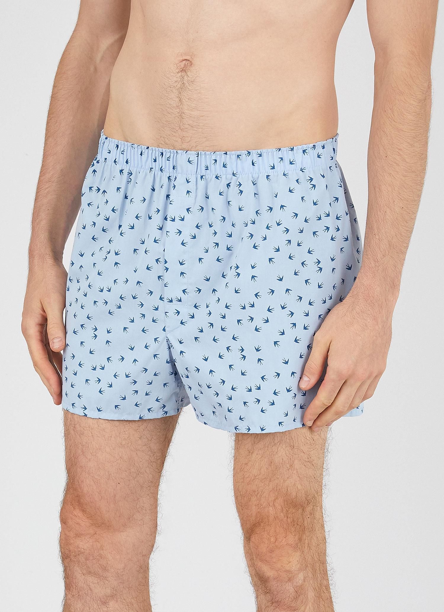 Men's Classic Print Boxer Shorts in Lt Blue/Ocean Swallows sold by Sunspel product image thumbnail 2