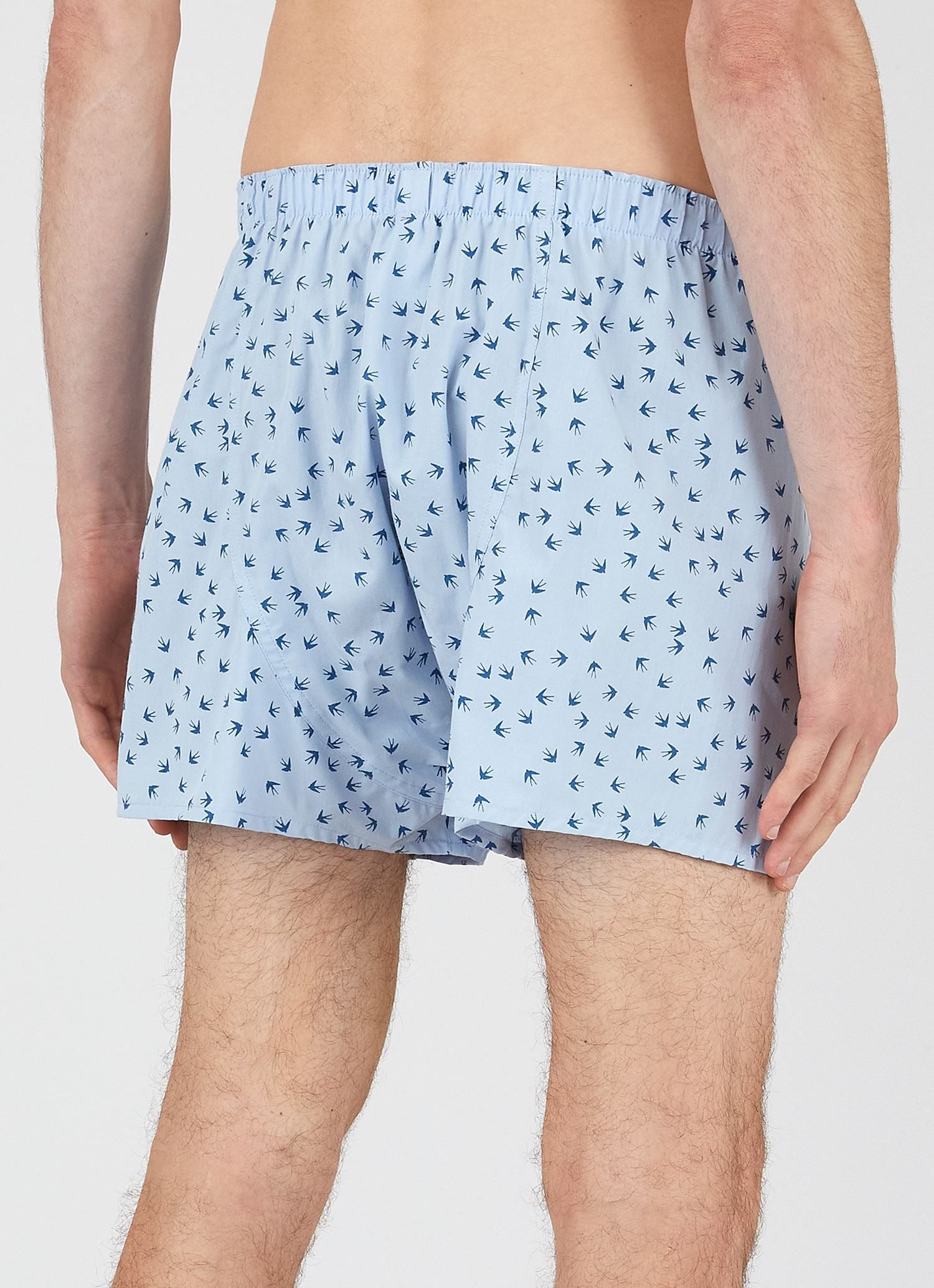 Men's Classic Print Boxer Shorts in Lt Blue/Ocean Swallows sold by Sunspel product image thumbnail 3