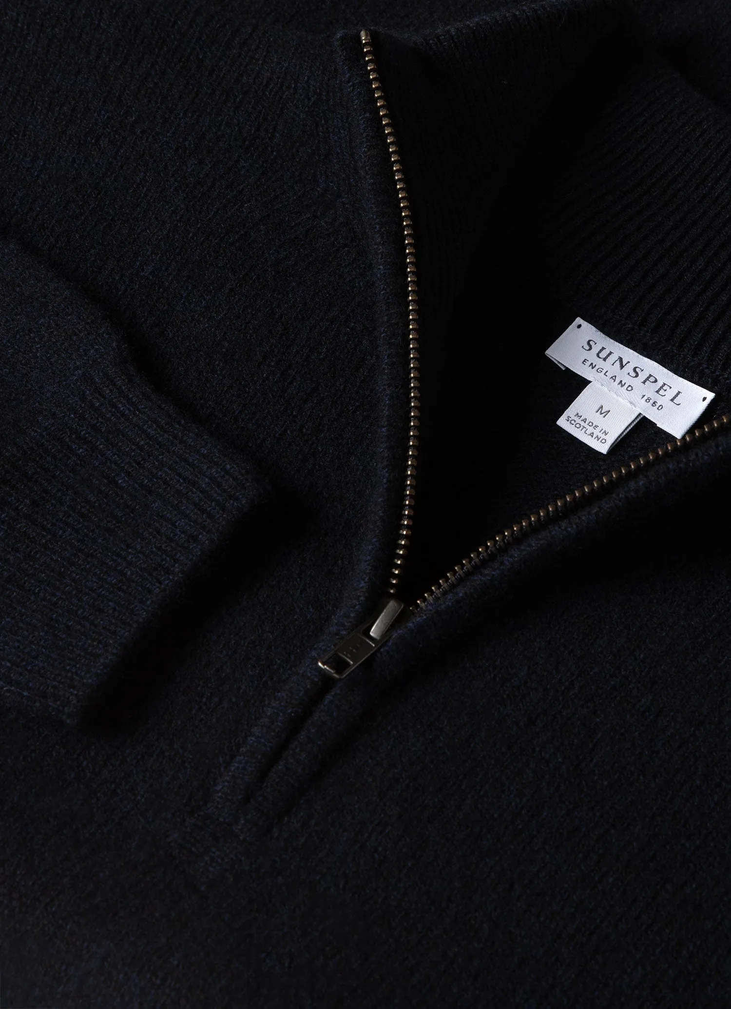Men's Lambswool Half Zip Jumper in Dark Navy Mouline sold by Sunspel product image thumbnail 4