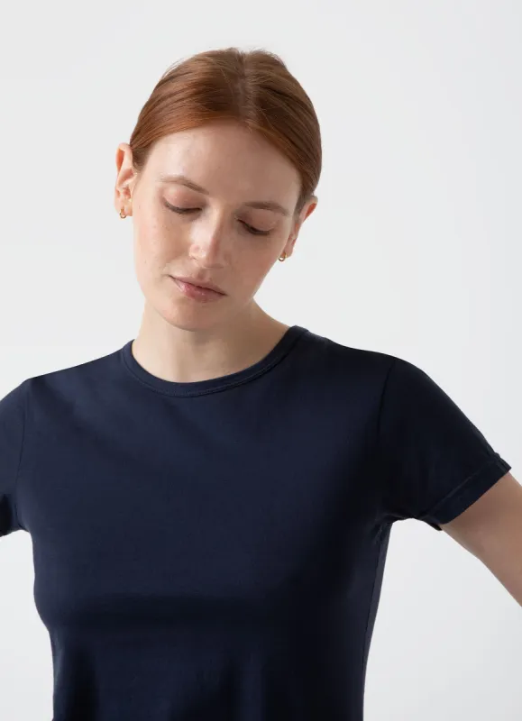 Women's Classic T-shirt in Navy sold by Sunspel