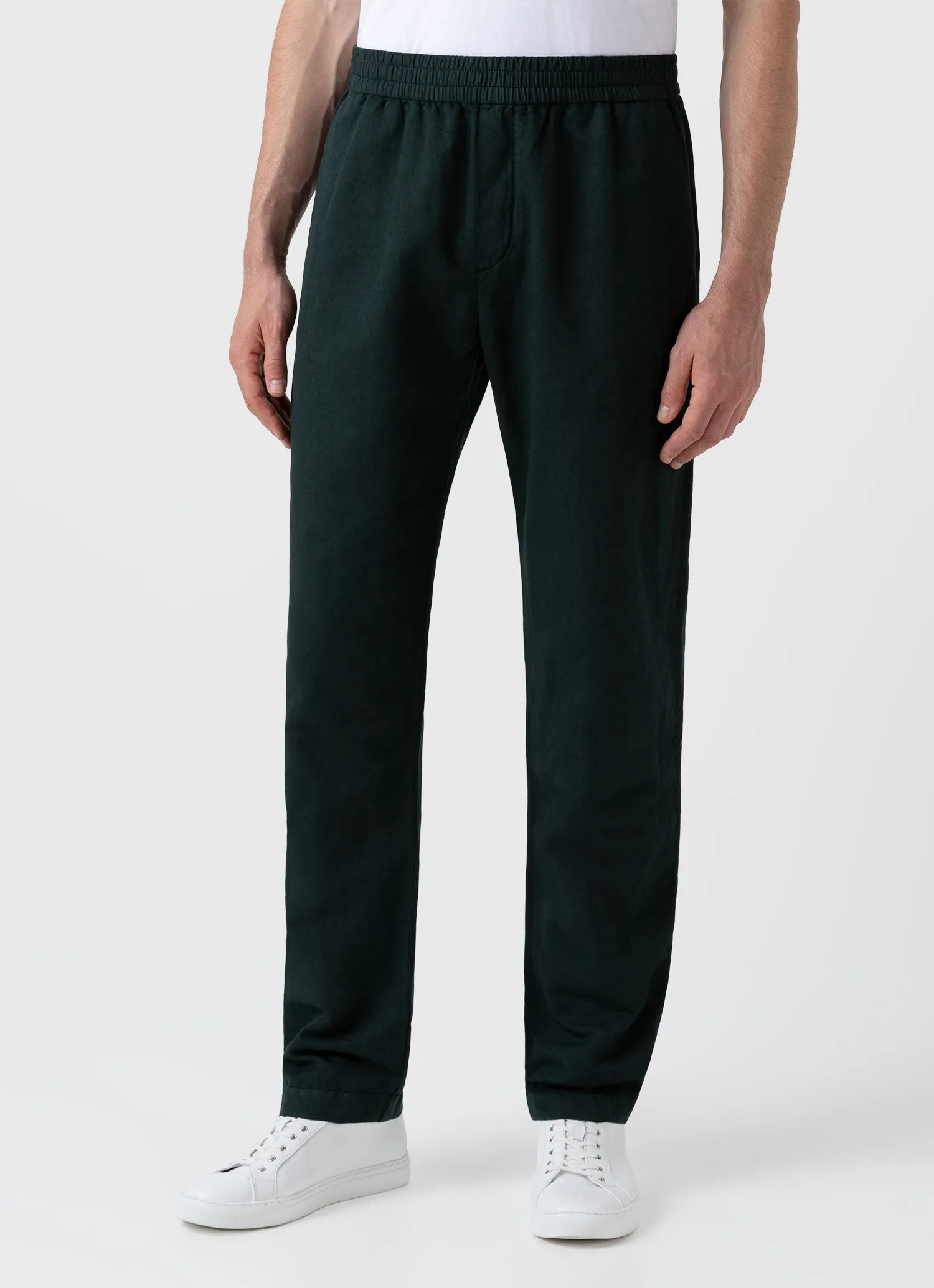 Men's Cotton Linen Drawstring Trouser in Seaweed sold by Sunspel product image thumbnail 3