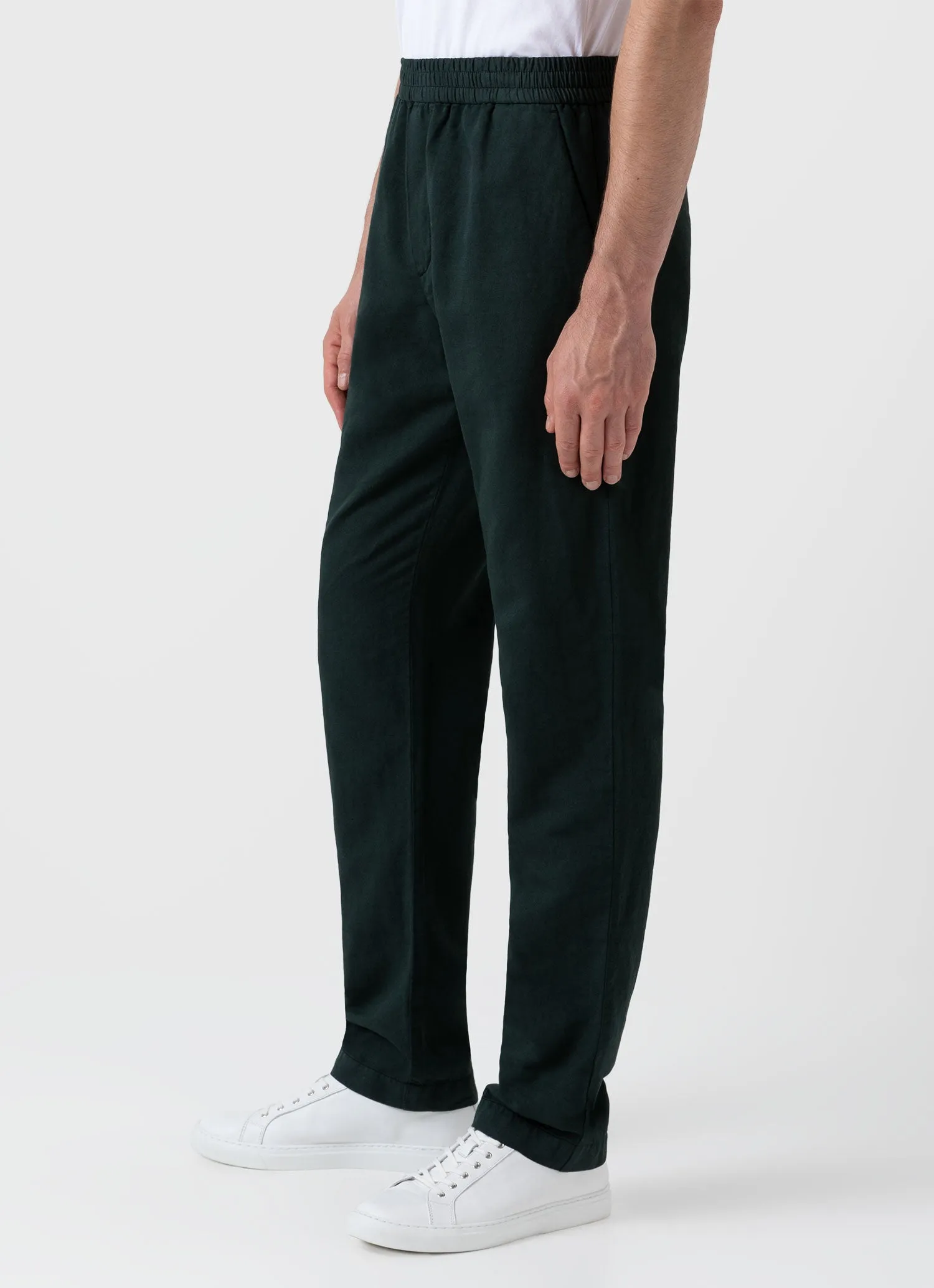 Men's Cotton Linen Drawstring Trouser in Seaweed sold by Sunspel product image thumbnail 5